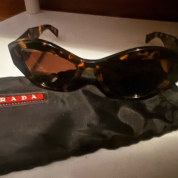 Prada Gradient Sienna Symbole Tortoise SPR07Y Acetate Italian Cat Eye Sunglasses - Picture 7 of 9